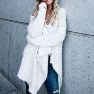 Vici Lovestitch Cream Fuzzy Wuzzy Cotton Cardigan